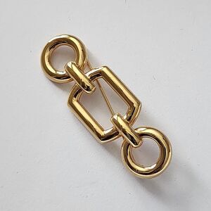 Vintage Monet Signed Gold Tone Curb Chain Links Chic Brooch Pin